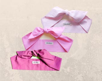 Pink Cotton Hair Scarves, Vintage Style Headband Bundle