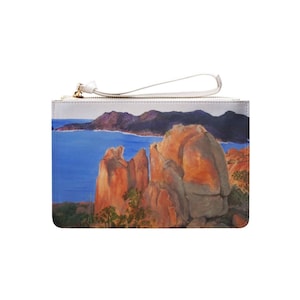 Mountainscape Printed Clutch Bag, Gift For Art Lover
