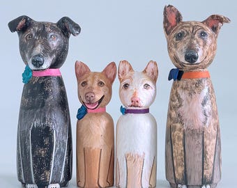 Custom Dog Portrait / Wooden Dog Figure / Dog Wooden Peg Doll / Personalized Gift for Dog Lovers / Handcrafted Wooden Puppy Peg Doll