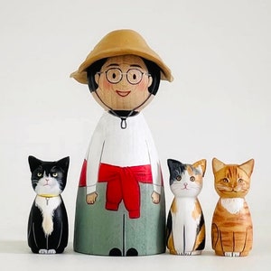 Cat Custom Peg Doll / Custom Cat Figure / Handcrafted Wooden Kitten Figure / Personalized Gift for Cat Lovers