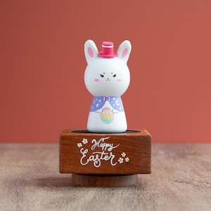 Easter Bunny with Music Box / Easter Home Decor / Hand-Painted Peg Doll  / Wooden bunny Peg doll / Easter Gift / Easter Decoration