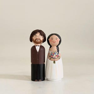 Hand-painted Peg Doll Wedding Cake Toppers: Custom Bride & Groom ...