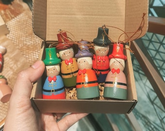 Handgeschilderde notenkrakerset - notenkrakerornamenten - houten kerstdecor