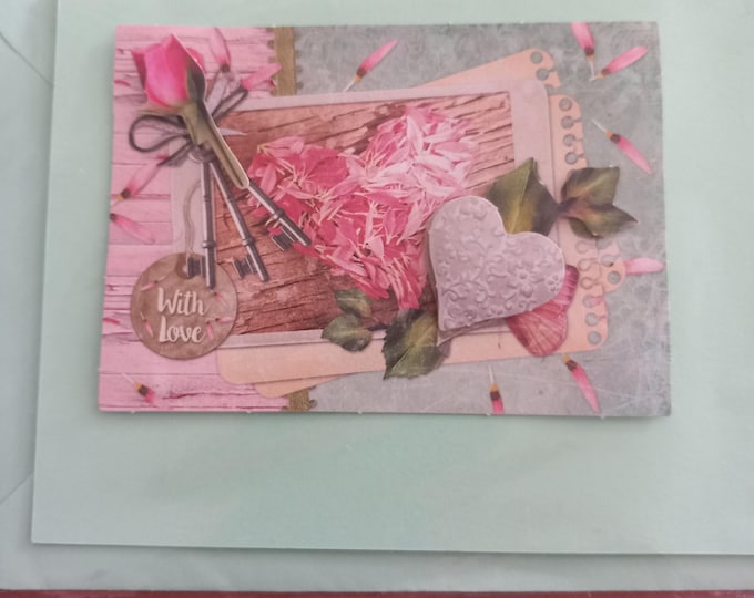 Hand made greeting card , 3 d Beach.., choose from Various designs. blank card ,