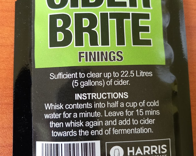 Harris Cider brite sachet Cider finings , treats upto 5 gallons of wine.  Freepost U.K.