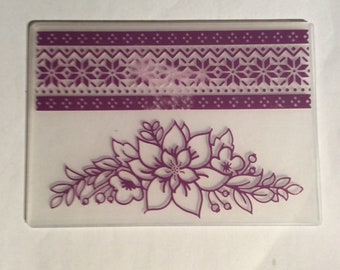 Floral spray and  border     5” x 7” ,  embossing folder, Freepost U.K