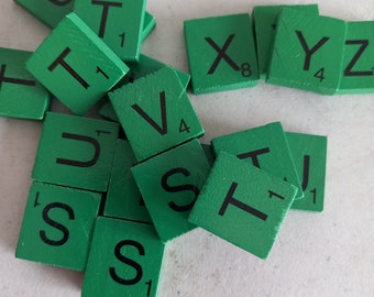 Green Painted Wooden Scrabble type Letters