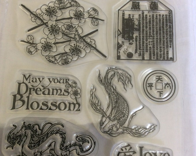 7 piece , May your dreams blossom , Stamp set , stamping, card making