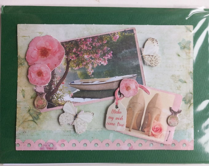 Hand made greeting card , 3 d Beach.., choose from 10 designs. blank card , Freepost uk