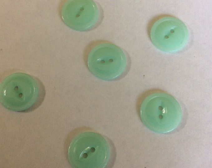 Pack 6, 15 mm diameter,  ,plastic  buttons Freepost U.K.light green