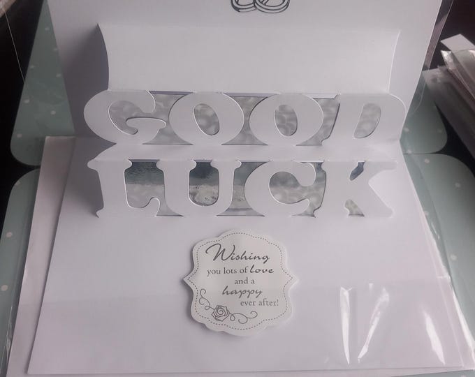 Hand made card,  Wedding Cards Good Luck, Pop up card and box A5