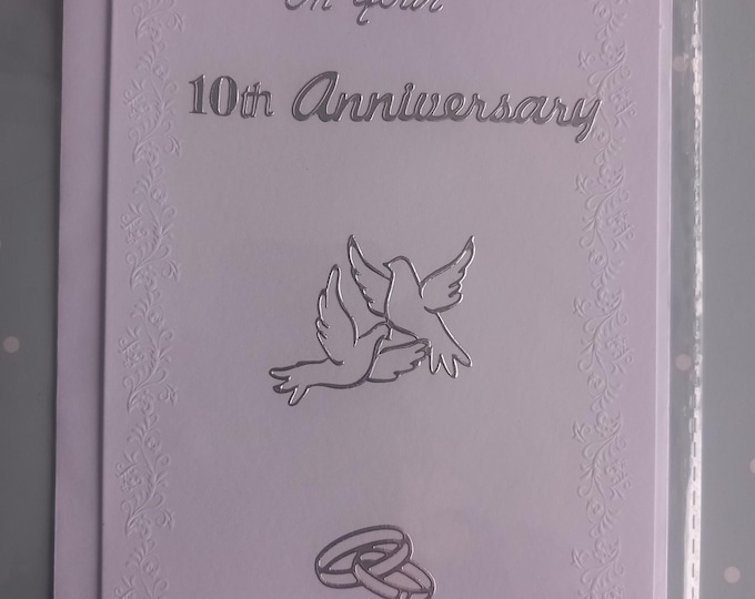 Hand made Tin  Wedding Anniversary (10) Cards Various designs, left blank inside, card and envelope
