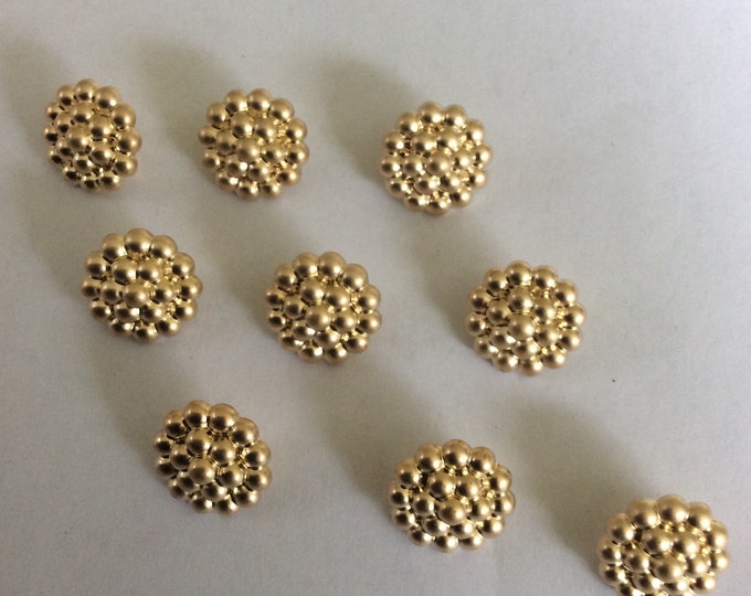 Pack 9 buttons, 13 mm , gold  plastic  buttons Freepost UK