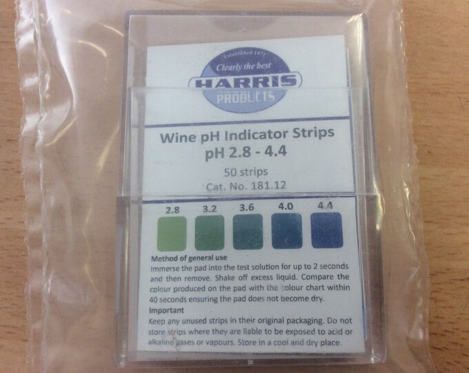 Wine ph indicator  strips by Harris Filters PK 50 HOMEBREW