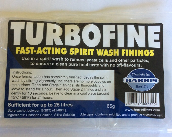 Harris , Turbofine, fast acting spirit wash finings 65g sachet Freepost U.K