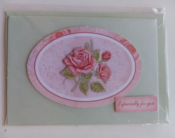 Hand made greeting card ,Roses ,Various styles with envelope , various  sizes  , blank card , Freepost UK