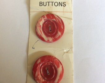 Vintage Aero buttons , Red and white swirl pattern,25mm, 1” buttons , 1970s,  Freepost U.K.