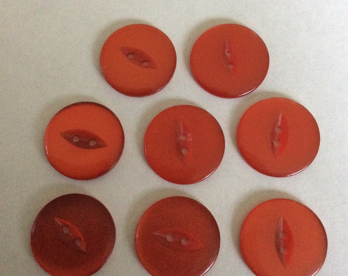 Pack 8, 23 mm , red colour plastic buttons  2 hole Freepost U.K.gg