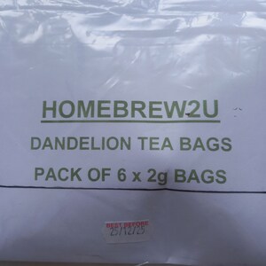 Homebrew2u , Dandelion Leaf dried herb tea bags, pack of 6, 100% dried natural Dandelion leaf herb Freepost UK image 3