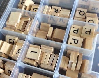 Wooden Scrabble type letters and numbers