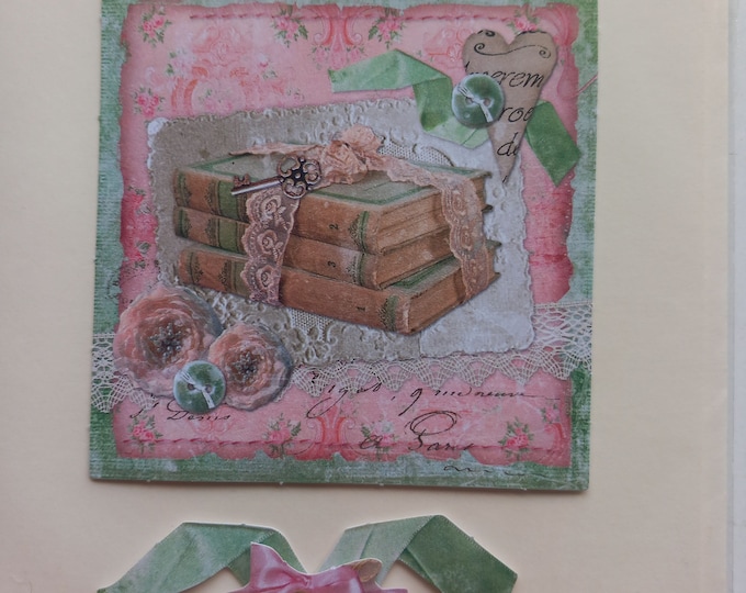 Hand made greeting card , Romantic , choose from various designs  ,  blank inside, 5" x 5" Freepost U.K