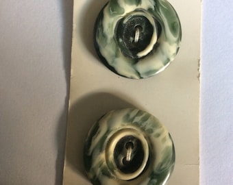 Vintage Aero buttons , Green and white swirl pattern,25mm, 1” buttons , 1970s,  Freepost U.K.