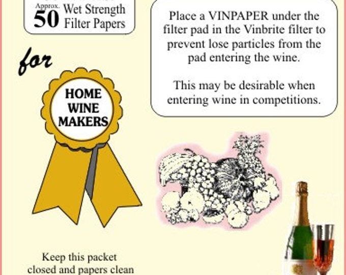 Harris Vinpapers pack 50 for use with Mk3 Filter Homebrewing, Winemaking FREEPOST UK