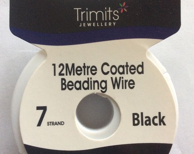 Trimits Jewellery, 12 metre x 0.3 mm ,coated beading wire, black , beading,jewellery, craft, Freepost U.K