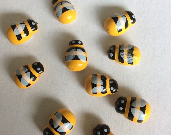 Wooden self adhesive Bees , 12 mm  X 8mm, pack of 10craft,card making , Freepost uk
