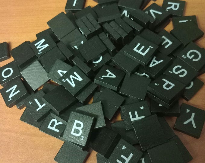 Black Painted Wooden Scrabble type Letters
