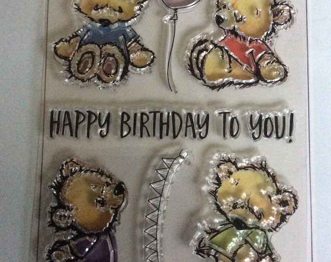 Happy birthday to you , birthday bear pk 7 stampsStamp set , stamping, card making
