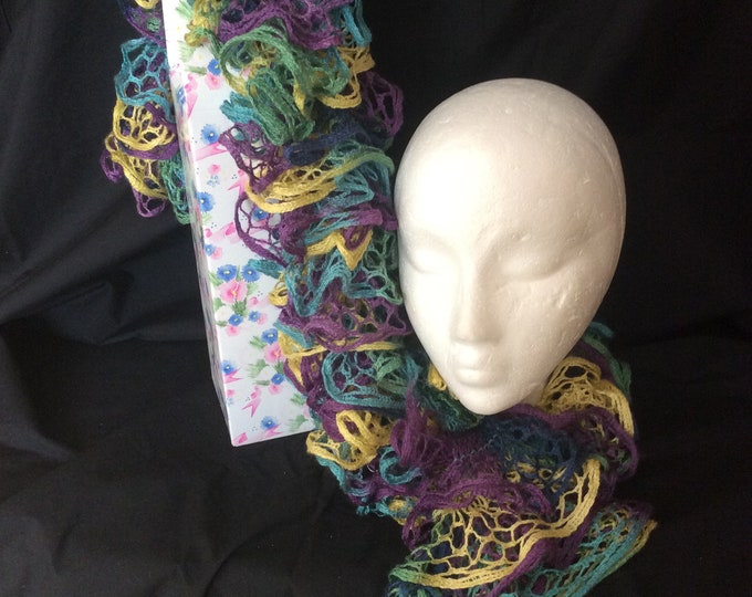 Ladies , butterfly scarf, winter colours, 100% acrylic hand knitted birtgday, Mother's Day, Freepost U.K.