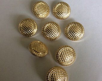 Pack 8 buttons, 18 mm , gold effect plastic  buttons Freepost uk