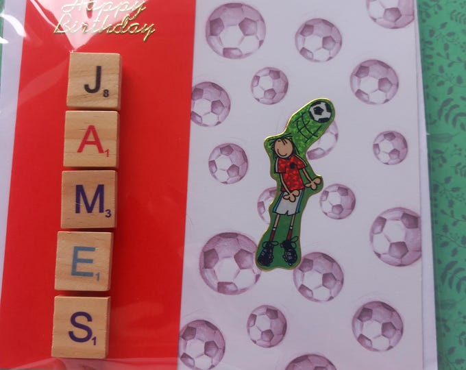 Hand made greeting card , Scrabble style letter.  Boys names