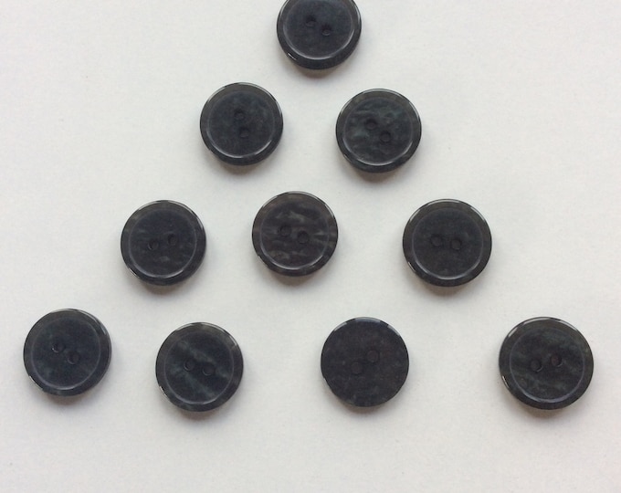 Pack 10 , 15 mm , GREY/GREEN  mottled effect   , 2  hole buttons Freepost uk