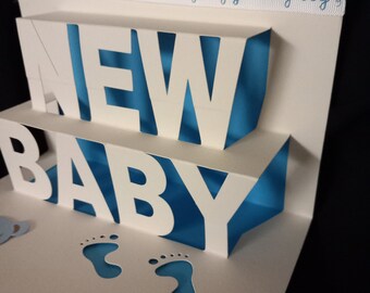 New Baby  Boy card, handmade  pop-up design