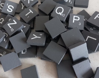 Grey Painted Wooden Scrabble type Letters