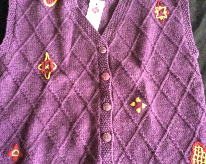 Short waistcoat, hand knitted wool, 36” chest, new handmade