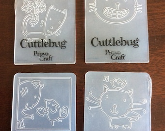 Cuttlebug Provo Craft,pk 4 embossing folders, Animals  ,  7cm x 5cm,  Freepost U.K.