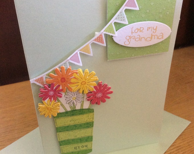 Hand made greeting card , For my Grandma , with envelope , size A6 , blank card , Freepost uk,