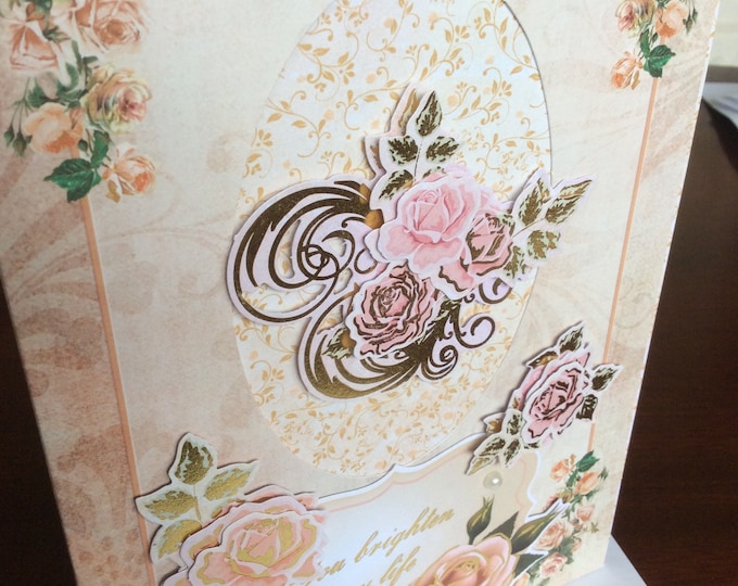 Hand made greeting card , You brighten my life, blank card , A5