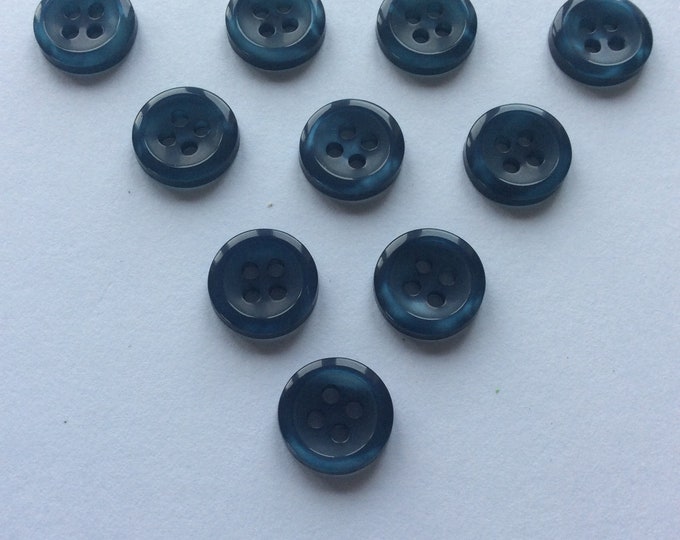 Pack 20 ,  11 mm   peacock blue 4 hole buttons Freepost ukg