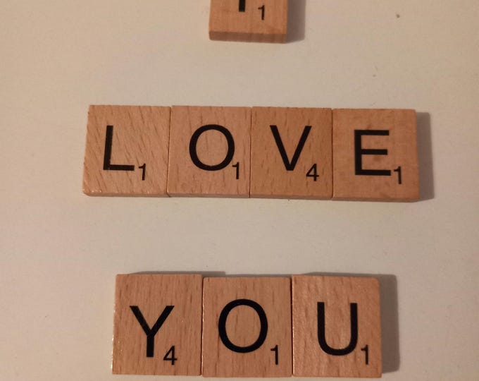 I Love You , Wooden Scrabble type letters