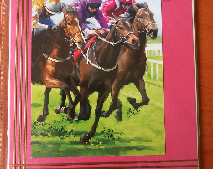 Hand made Birthday card , Racing, Best wishes8.5” x 6” card , Freepost uk