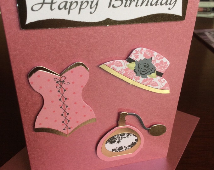 Hand made greeting card  ,  Happy birthday,with envelope , size A6 , blank card ,  (no160)