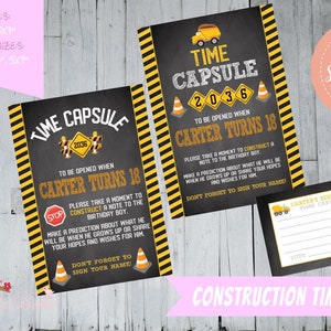 Konstruktion Kreidetafel Personalisiertes Time Capsule Zeichen - A4, 4x6", 5x7" Bagger, LKW, Kran, 1