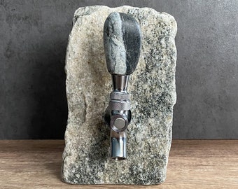 Natural Gray Granite Stone Drink/Beverage Dispenser | Liquor & Wine Lovers | Unique Gift | Functional Rock | Barware Accessory | USA Made