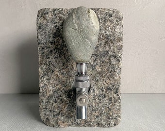 Natural Granite Curbing Stone Drink/Beverage Dispenser w/Self-Closing Valve | Liquor & Wine | Unique Coastal Gift | Handcrafted in Maine USA