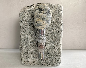 Gray Granite & White Quartz Stone Drink/Beverage Dispenser | Liquor and Wine Lovers | Unique Gift | Home Barware Accessory | Natural Rock