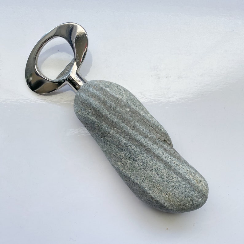 Natural Beach Stone Bottle Opener Real Rock Beer Opener Beverage Tool Bar Accessory Unique Coastal Gift Handcrafted in Maine USA image 3